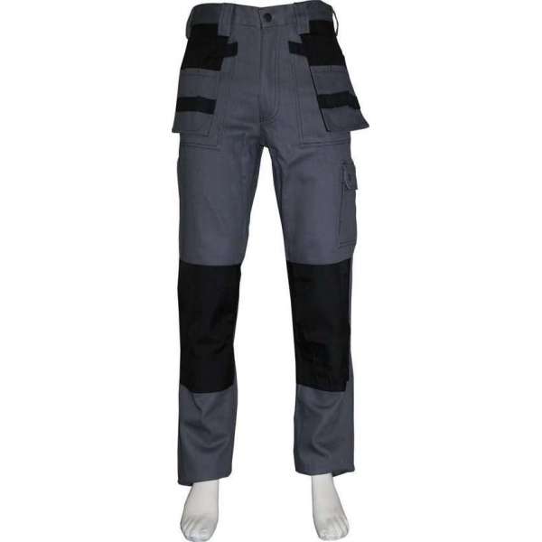 Yoworkwear Werkbroek 100% katoen grijs-zwart maat 51 Yoworkwear Werkbroek 100% katoen grijs-zwart maat 51