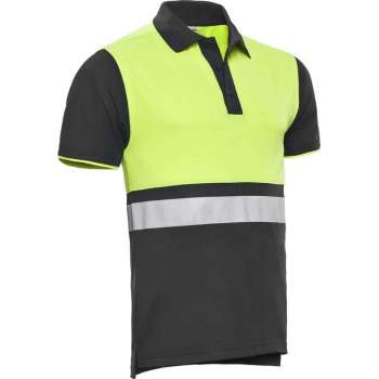 Santino Hivis poloshirt Hamburg - graphite / fluor geel - maat XL