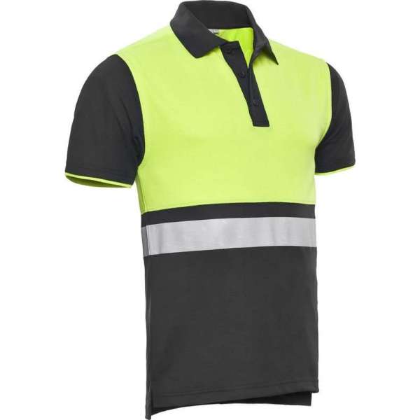 Santino Hivis poloshirt Hamburg - graphite / fluor geel - maat XL