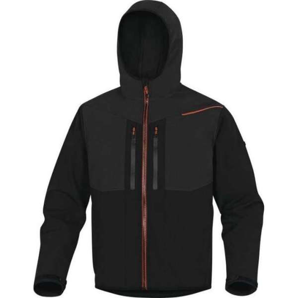 Delta Plus Horten softshell 3 lagen jack - Zwart | Oranje - L Delta Plus Horten softshell 3 lagen jack - Zwart | Oranje - L