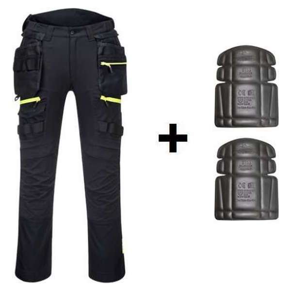 Portwest holster werkbroek DX440 + gratis kniestukken Zwart Maat 30/ S EU: 46 FR:38 Portwest holster werkbroek DX440 + gratis kniestukken Zwart Maat 30/ S EU: 46 FR:38