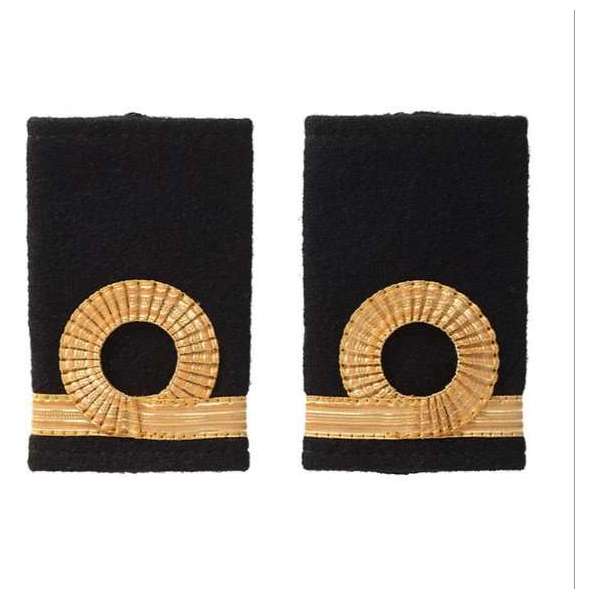 Schuif Epauletten Koopvaardij 3e Stuurman 10 mm trait goud (per 2 paar) Schuif Epauletten Koopvaardij 3e Stuurman 10 mm trait goud (per 2 paar)