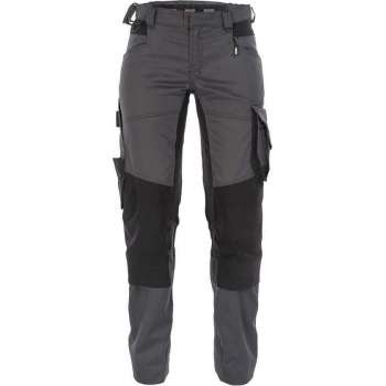 Dassy Dynax Women Werkbroek met stretch en kniezakken voor dames 201001 - Antracietgrijs/Zwart - 42