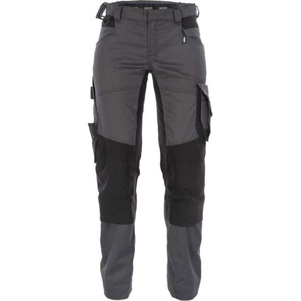 Dassy Dynax Women Werkbroek met stretch en kniezakken voor dames 201001 - Antracietgrijs/Zwart - 36