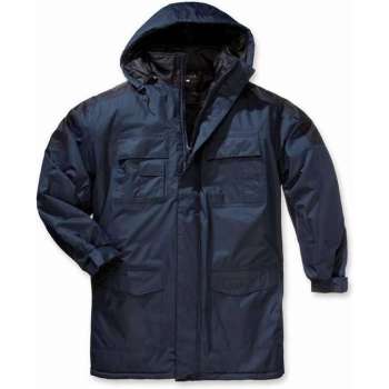 Heren thermoparka jas met capuchon blauw/zwart maat XXXL