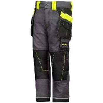 Snickers Junior Holster Pocket werkbroek - 7501-5866 - staalgrijs-geel(fluor) - maat 110