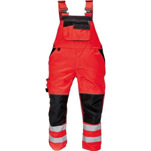 Amerikaanse Breteloverall Signalisatie Knoxfield HV fluor rood, maat 48 - EN471 Amerikaanse Breteloverall Signalisatie Knoxfield HV fluor rood, maat 48 - EN471