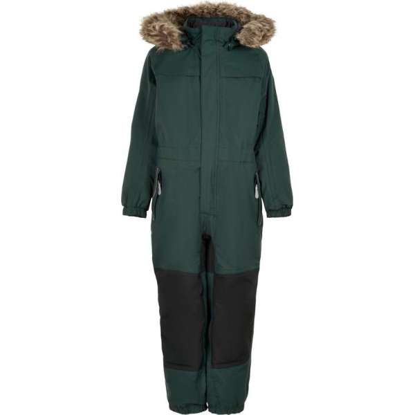 Color Kids - Coverall sneeuwpak met imitatiebont voor kinderen - Groen - maat 98cm Color Kids - Coverall sneeuwpak met imitatiebont voor kinderen - Groen - maat 98cm