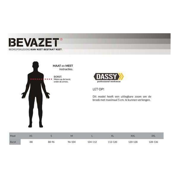 Dassy Cannes overall met kniezakken Zwart/Grijs maat XXL Dassy Cannes overall met kniezakken Zwart/Grijs maat XXL