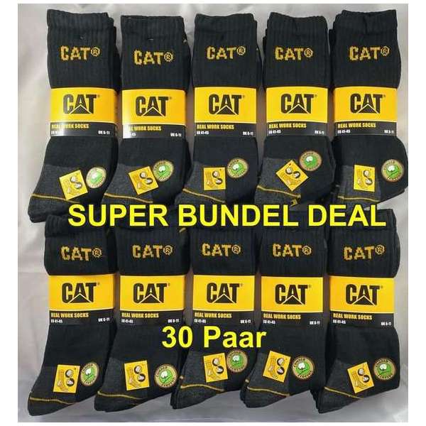 Cat Werksokken - SUPER BUNDEL DEAL - 10 Bundels - 30 Paar - Zwart - 41/45 - 77% KATOEN Cat Werksokken - SUPER BUNDEL DEAL - 10 Bundels - 30 Paar - Zwart - 41/45 - 77% KATOEN