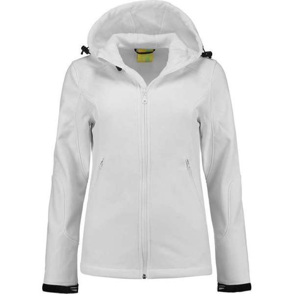 L&S Jas Capuchon Softshell Dames - Vrouwen - Wit - L L&S Jas Capuchon Softshell Dames - Vrouwen - Wit - L