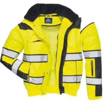 Hi-Vis Klassiek Bomberjack Met reflectie strepen - Maat L