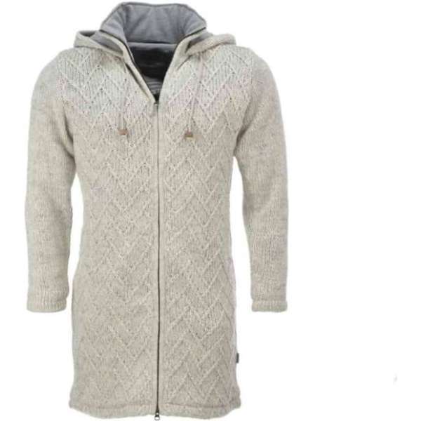 Pure Wool damesvest lang WJK-1709 Ecru - ecru - 2XL Pure Wool damesvest lang WJK-1709 Ecru - ecru - 2XL