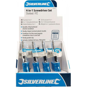 Silverline Schroevendraaierset 3 en 5 mm. gesleufd - PZ0 en PZ1 - 24 Delig