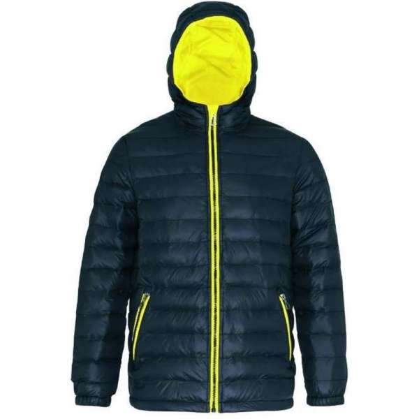 Luxe gewatteerd jack, kleur Black/ Bright Yellow, Maat XXL