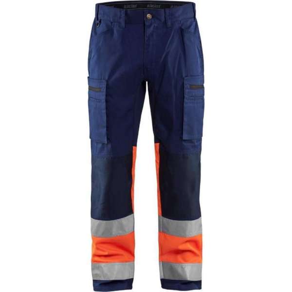 Blaklader 1551 Reflecterende Werkbroek Stretch Marineblauw/Oranje