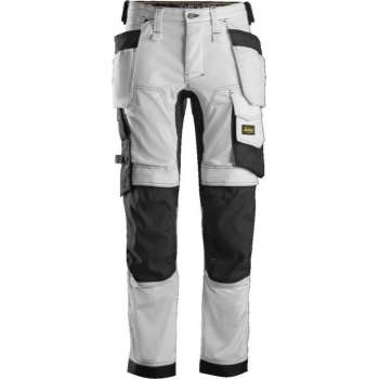 Snickers AllroundWork Stretch Werkbroek Holsterzakken 6241 - Mannen - Wit/Zwart - 54