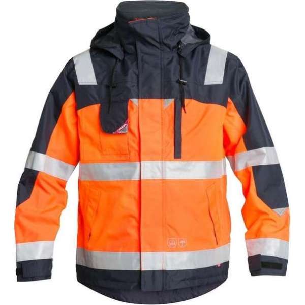 F. Engel 1001-928 EN 20471 Parka Jack Oranje/Marineblauw maat L F. Engel 1001-928 EN 20471 Parka Jack Oranje/Marineblauw maat L