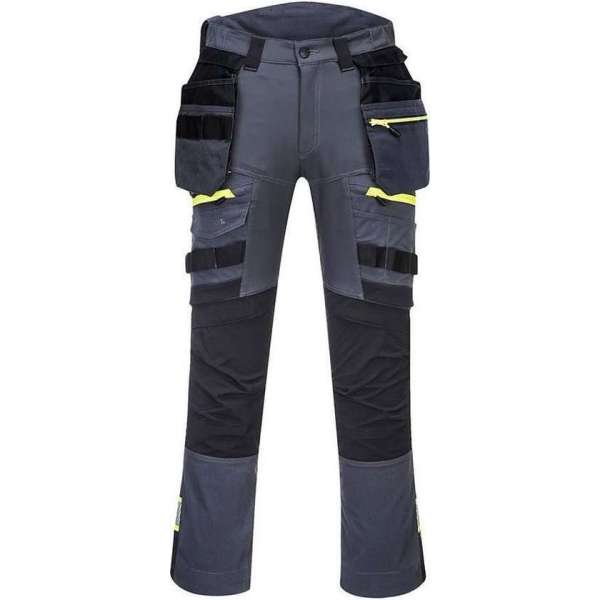 PortWest werkbroek DX4 met holsterzakken - Grijs | Geel - 46