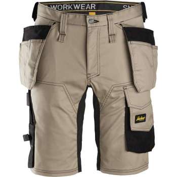 Snickers Korte Broek AllroundWork Stretch Holsterzakken 6141 - Mannen - Khaki/Zwart - 50