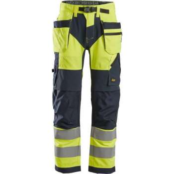 Snickers FlexiWork HV Werkbroek+ holsterzakken kl 2 6932 -  - Geel/Navy - 56