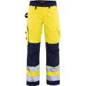 Blåkläder 7155-1811 Dames werkbroek High Vis zonder spijkerzakken Geel/Marineblauw maat 46