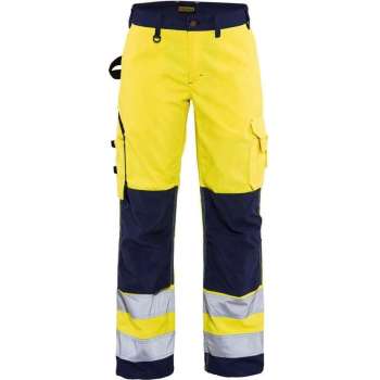 Blåkläder 7155-1811 Dames werkbroek High Vis zonder spijkerzakken Geel/Marineblauw maat 46