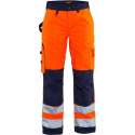Blåkläder 7155-1811 Dames werkbroek High Vis zonder spijkerzakken Oranje/Marineblauw maat 38