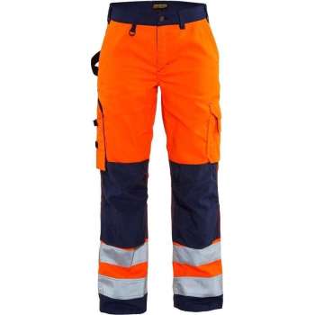 Blåkläder 7155-1811 Dames werkbroek High Vis zonder spijkerzakken Oranje/Marineblauw maat 38