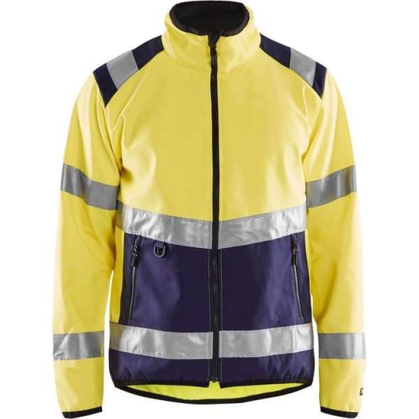 Blaklader 4877 Reflecterende Softshell Werkjas Geel/Marineblauw