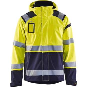 Blåkläder 4987-1987 Shell jack High Vis ongevoerd Geel/Marineblauw maat XXXL