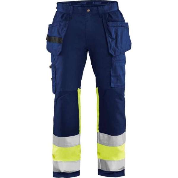 Blaklader High Vis werkbroek met stretch - Marine/High Vis Geel - C52 Blaklader High Vis werkbroek met stretch - Marine/High Vis Geel - C52