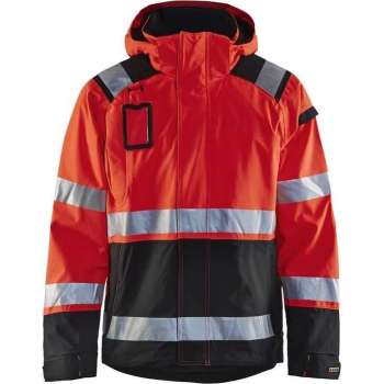 Blåkläder 4987-1987 Shell jack High Vis ongevoerd Rood/Zwart maat XL