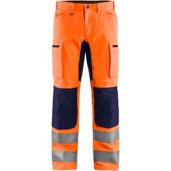 Blaklader High Vis broek met stretch - High Vis Oranje/Marineblauw - C52