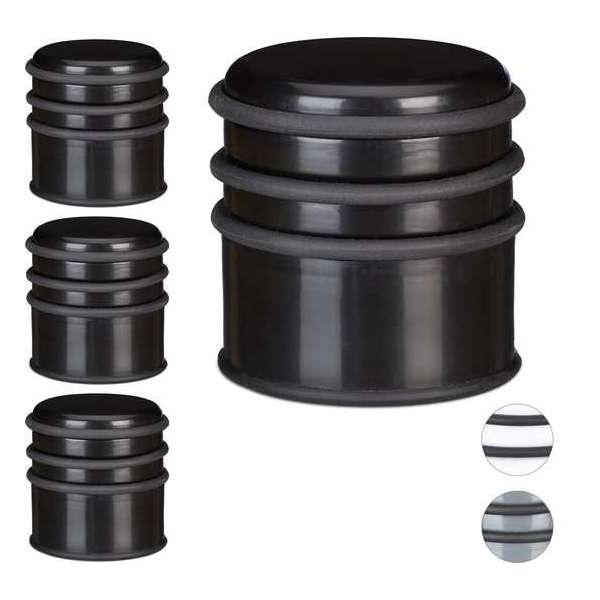 Relaxdays 4 x deurstop - deurstopper - rubberen ring - deurbuffer zwaar – kunststof zwart Relaxdays 4 x deurstop - deurstopper - rubberen ring - deurbuffer zwaar – kunststof zwart