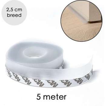 Tochtstrips voor Deur en Raam Zelfklevend - 5 Meter x 2,5 cm - Transparant – Sealing Strip – Tocht Strip – Tochtstopper