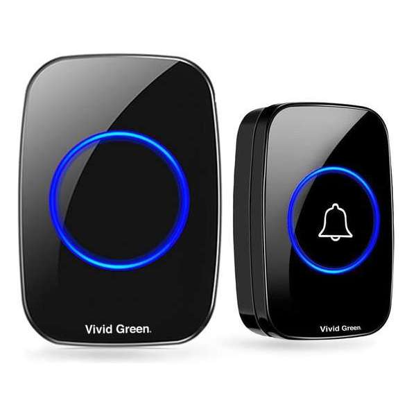 Vivid Green Draadloze Deurbel - Deur Bel - Deurbellen - Wireless Doorbell - IP44 Waterdicht - Draadloos met Ontvanger - Zwart Vivid Green Draadloze Deurbel - Deur Bel - Deurbellen - Wireless Doorbell - IP44 Waterdicht - Draadloos met Ontvanger - Zwart