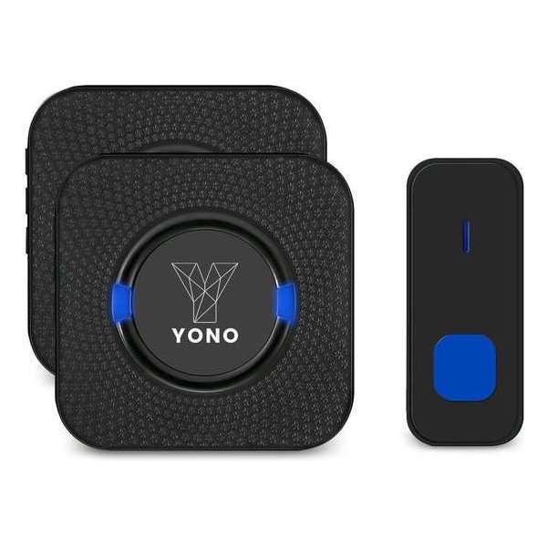 YONO Draadloze Deurbel met 2 Ontvangers – Waterdicht – Zwart YONO Draadloze Deurbel met 2 Ontvangers – Waterdicht – Zwart