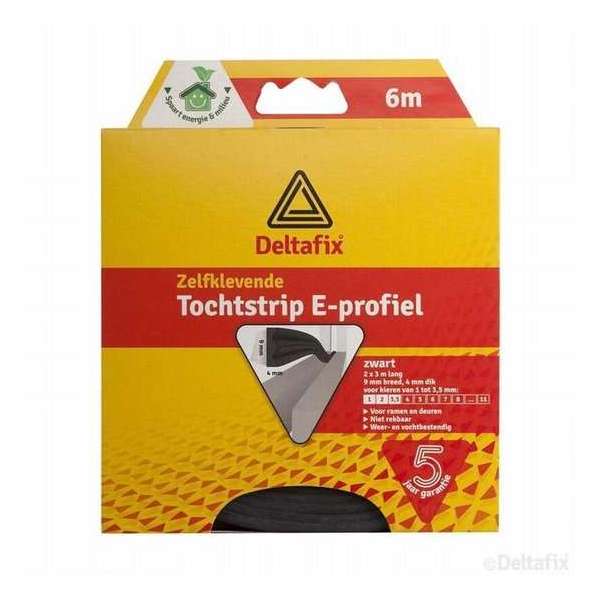 Tochtstrip E profiel 6M zwart Tochtstrip E profiel 6M zwart