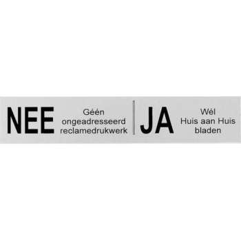 NEE JA sticker brievenbus aluminium zwart - 125 mm x 25 mm x 0,5 mm - Bevestiging 3M plakstrip