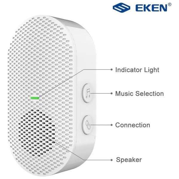 EKEN Gong draadloze deurbelontvanger voor EKEN V5,V6,V7,T8 & T8+ Extra Gong - Eken Gong - Wit EKEN Gong draadloze deurbelontvanger voor EKEN V5,V6,V7,T8 & T8+ Extra Gong - Eken Gong - Wit