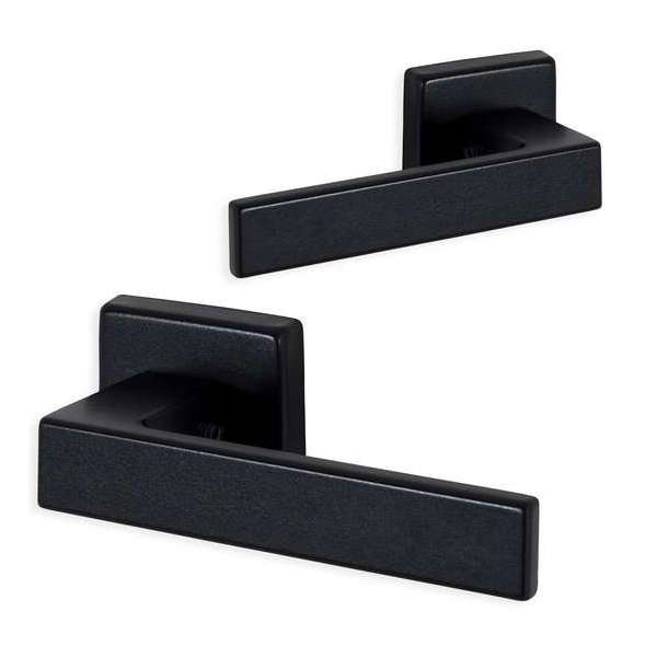 Zwarte deurklink set "Eliot" - mat zwart - met terugslagveer - incl. bevestigingsmateriaal Zwarte deurklink set "Eliot" - mat zwart - met terugslagveer - incl. bevestigingsmateriaal