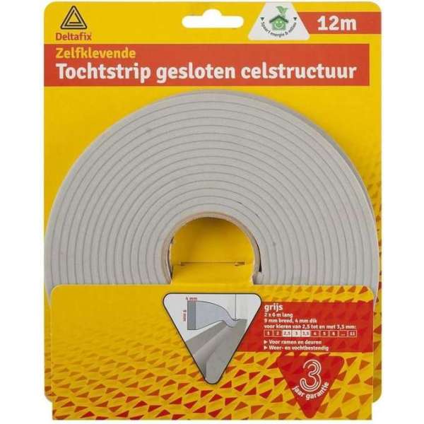 Zelfklevende tochtstrip gesloten celstructuur 12mtr Zelfklevende tochtstrip gesloten celstructuur 12mtr