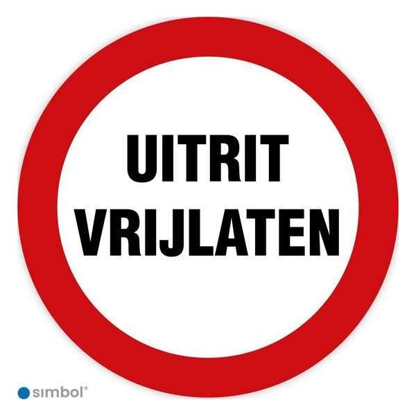 Simbol - Bord Uitrit Vrijlaten - Dibond - Formaat ø 23 cm. Simbol - Bord Uitrit Vrijlaten - Dibond - Formaat ø 23 cm.