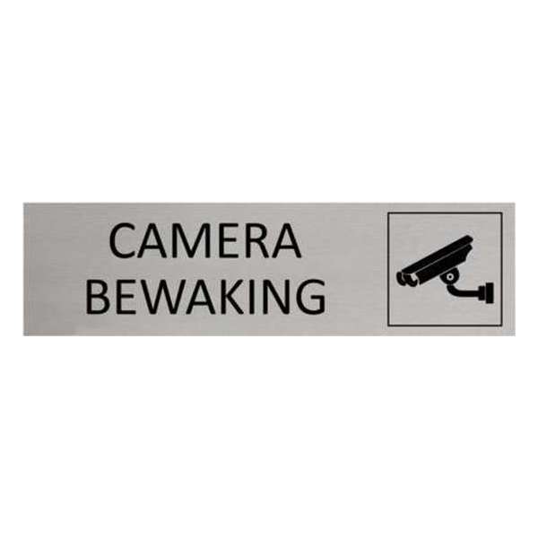 Aluminium Deurbordje Camerabewaking 165x45mm met tape Aluminium Deurbordje Camerabewaking 165x45mm met tape
