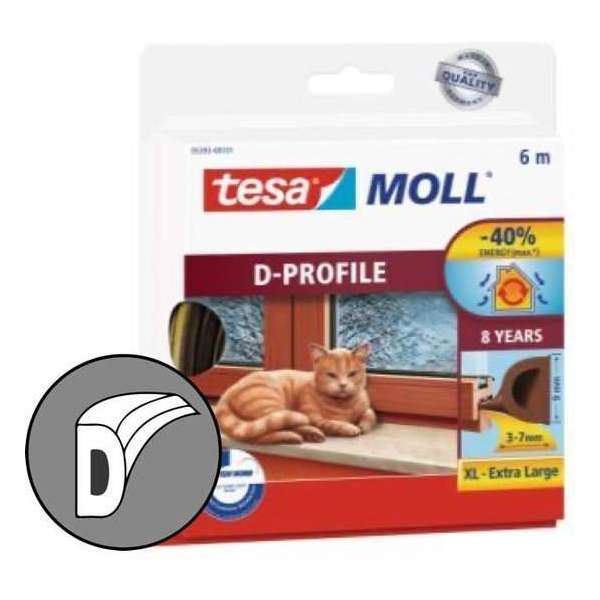 Tochtstrip D rubber 6m 0,9cm bruin Tochtstrip D rubber 6m 0,9cm bruin