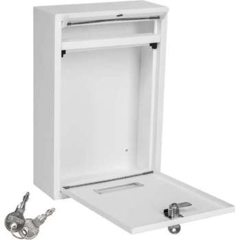 Brievenbus met Sleutelslot en Naambordje - RVS - Wit - 22x9x32cm - Incl 2 sleutels