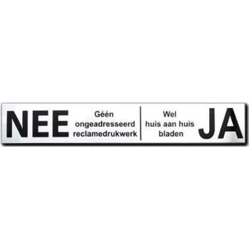 NEE JA sticker brievenbus - Brievenbussticker RVS zwart -150 mm x 25 mm x 1 mm - Promessa-Design.