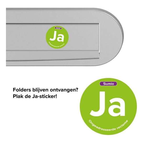 Ja Ongeadresseerde reclame Brievenbus sticker 3 x 3 cm Ja Ongeadresseerde reclame Brievenbus sticker 3 x 3 cm