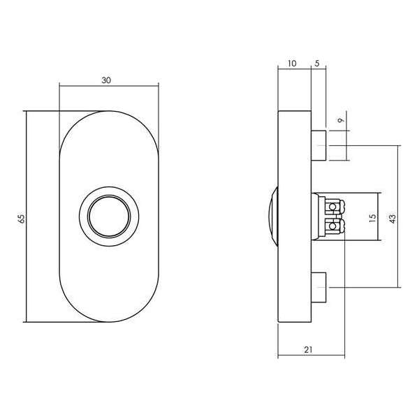 Intersteel Deurbel ovaal verdekt 65x30x10 mm rvs geborsteld Intersteel Deurbel ovaal verdekt 65x30x10 mm rvs geborsteld